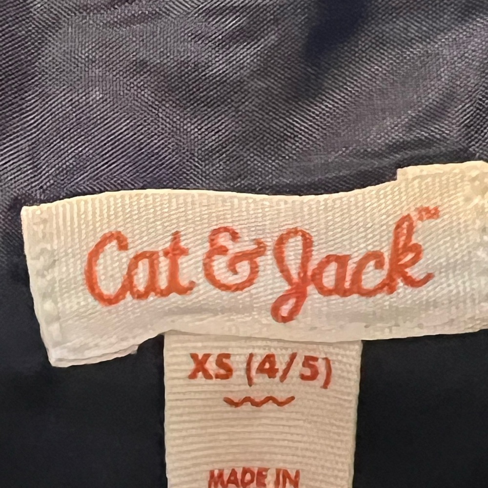 Cat & Jack Navy and Green Sleeveless Dress Lined Houndstooth Bow Themed waist - Picture 4 of 5